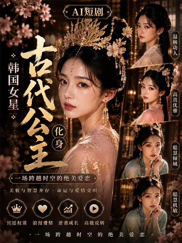韓國女星化身古代公主 公主跪姿魅惑 ai短劇 古代情慾故事 公主纏綿